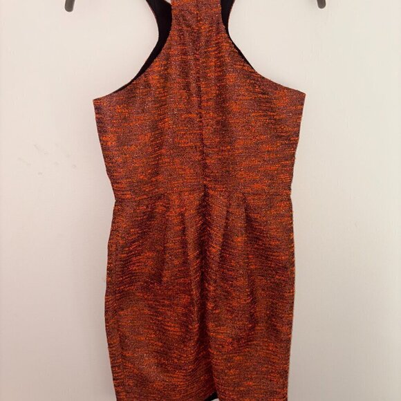 Hunter Dixon by Hunter Bell Orange Metallic Cocktail Dress size 2 Ring Collar - Picture 9 of 10